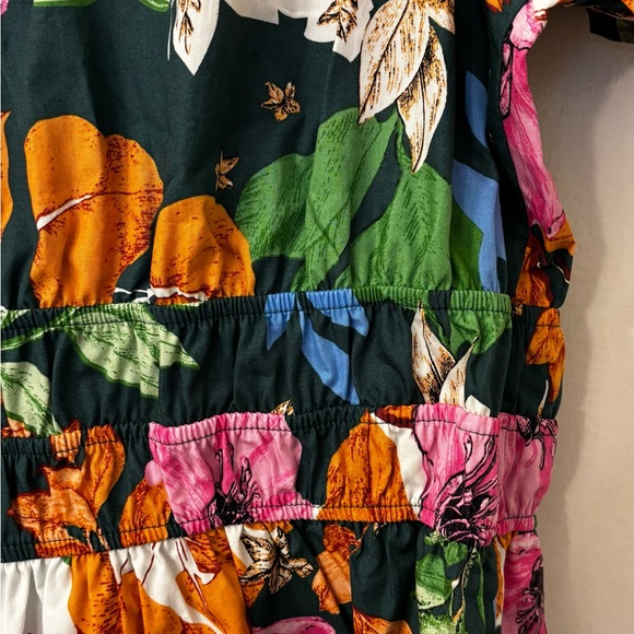 Anthropologie Black Floral Dress with Pink & Orange Flowers - Picture 5 of 5